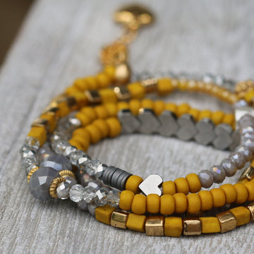Wrap Bracelet,Yellow Bracelet,Beaded Bracelets for Women,Bead Bracelets,Handmade Bracelets,Layered Bracelets,Handmade Bracelets